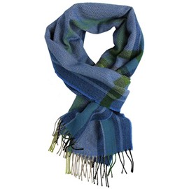 Rotfuchs Woven Scarf Men's Winter Scarf Warm Comfortable Soft Wool Herringbone Checked Made in Germany, blue
