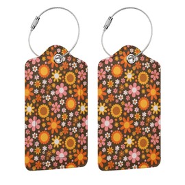 Richugui 2 Pack PU Leather Luggage Tags for Suitcase Luggage Tags with Privacy Flap Name Tag for Women Men Luggage Handbag School Bag Backpack