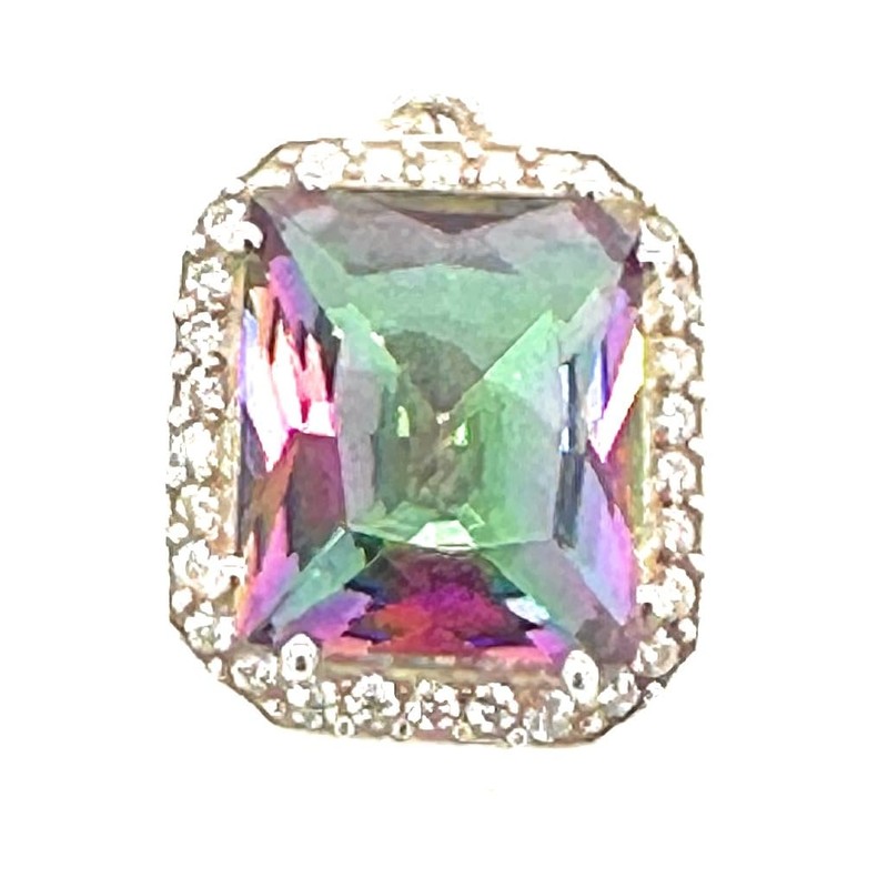 8ct Rainbow mystic Topaz 925 Solid Sterling Silver Pendant 20mm