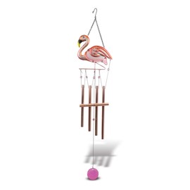 CoTa Global Rose Gold Flamingo Hanging Sea Glass Wind Chime 34.65 Inch, Nautical Glass Windchime Outdoor Decor for a Harmonic Porch, Patio & Garden, Unique Beach Art Indoor Wind Chime Window Mobile