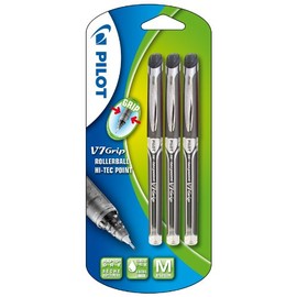 Pilot V7 Grip Liquid Ink Rollerball 0.7 mm Tip (Pack of 3) - Black
