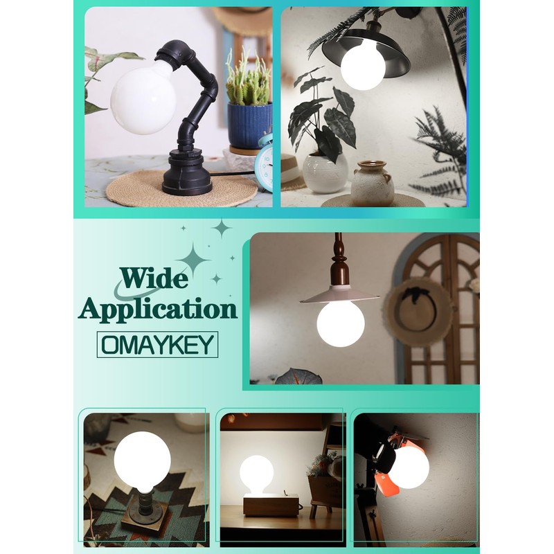 OMAYKEY 12W Dimmable Large LED Globe Opal Glass Bulb, 5000K