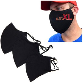 ICYROSE 3 Pack XL 6.5" Extra Large Face Mask Big and Tall 3 Ply Beard Mask Cotton Fabric nose wire Filter Pocket adjustable (Mixed Colors Set.B, XL 6.5")