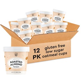 Mylk Labs Roasted Almond Protein Oatmeal Cups, Whole Grain, Low Sugar, High Fiber Breakfast with Superfoods, Quick & Easy, On the Go, Instant Oatmeal, Rolled Oats, Gluten Free, Vegan, Nut Free, 12 Pack
