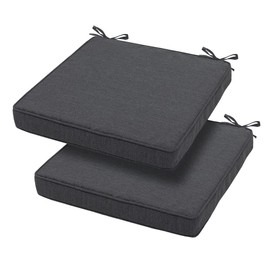 Magpie Fabrics Square Corner Seat Cushion, 18" x 18" x 2.5", 2 Pack, Indoor/Outdoor Waterproof Weather Resistant Universal Chair Pads for Patio Garden Dining - Dark Gray