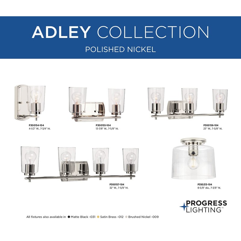 Adley Collection 1-Light Clear Glass New Traditional Flush Mount Light