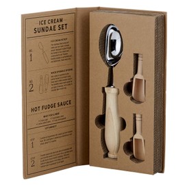 Santa Barbara Design Studio Gift Set Kitchen Essentials TableSugar Kraft Cardboard Book Gift Box, 3-Pieces, Ice Cream Serving Utensils