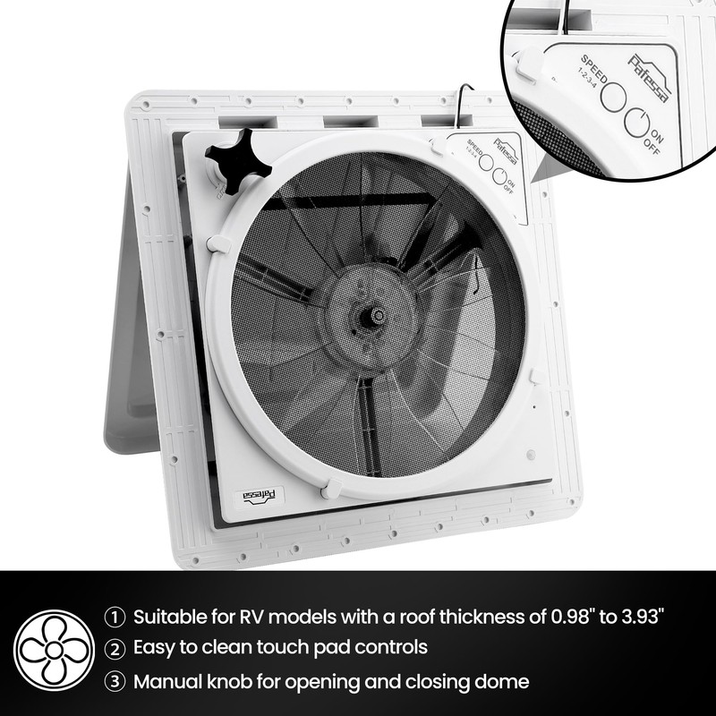 Pafessa 14” RV Roof Vent Fan 4 Speed Reversible -