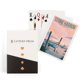 Lantern Press Stone Harbor, New Jersey, Lithograph, Salt Air, No Cares, Hammock on Beach (52 Playing Cards, Poker Size Card Deck with Jokers)