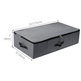 AMJ 29.5" 15" 6.7", Rigid Under Bed Garment Storage Bins, Folding & Washable, Soft Zip Lid, Black Gray