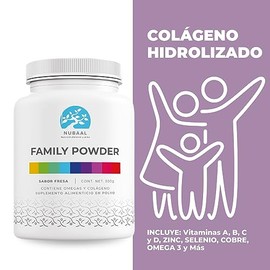 Nubaal Nutricin, Balance y Alma Colgeno Hidrolizado, vitaminas y minerales Family Powder Sabor Fresa (Colgeno Hidrolizado, Omega 3, Zinc, Hierro, B1, 