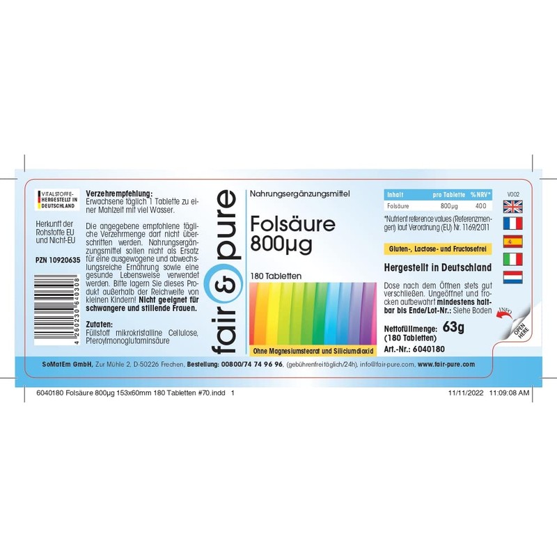 Fair & Pure® - Folsäure Tabletten 800mcg - hochdosiert -