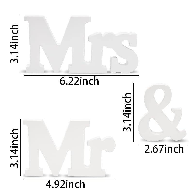 Mr and Mrs Sign for Wedding Table Decor White Wooden