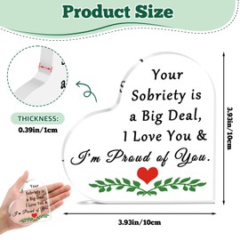 Sobriety Gifts for Women Men Inspirational Acrylic Plaque Sobriety Anniversary Recovery Gifts Alcoholics Anonymous Gifts for Male Female Encouragement Gifts Acrylic Heart Keepsake for Office Home