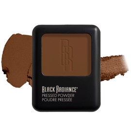 Black Radiance Pressed Powder, Pigment-Rich Matte Finish for Dark Skin Tones, Oil-Absorbing Compact with Mirror & Sponge - Café
