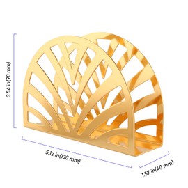 ZEONHEI 2 Pack Gold Napkin Holder Stand, Round Metal Napkin Holder, Modern Napkin Holders for for Tables, Picnic, Kitchen Countertops, Hollowed-Out Design