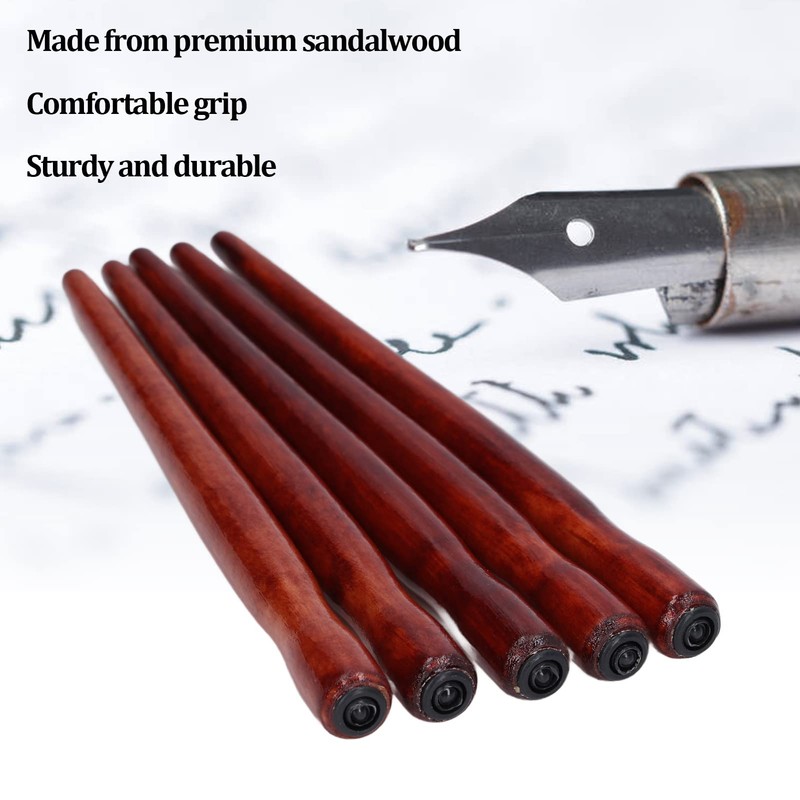 Kodrily Dip Pen Holder, Wood Nib Holder, 5Pcs Dip Pen