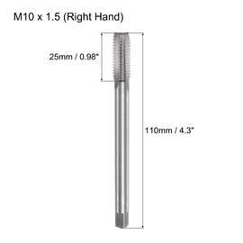 uxcell Metric Thread Tap M10 x 1.5 H2 110mm Extra Long Straight Flute Screw Thread Milling Machine Taps Threading Tapping Repair Tool