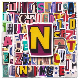 Self Adhesive Colorful Letter Stickers 100Pcs Vinyl Vintage Number Sticker for Water Bottle Laptop Cars Skateboard Scrapbook Notebook Bumper,Waterproof Aesthetics Funny Alphabet Sticker for Teens