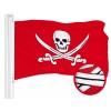 G128 Pirate Jolly Roger Swords Red Flag 1x1.5 Ft Embroidered