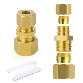 ERGAOBOY Brass Reduction Compression Pipe Fitting, Heay Duty Brass Compression Fitting, Pack of 2, 8 mm OD x 12 mm