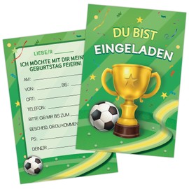 HOMANGA Football Birthday Invitations, 12 Boys Birthday Invitation Cards and Envelopes, Birthday Invitation Cards for Boys Girls, Kids Party Decoration Accessories