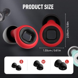 Ear Plugs for Sleeping Noise Cancelling,45db Motorcycle Ear Plugs for Noise Reduction with 8 Eartips,Reusable Silicone Earplugs for Sleep,Concerts,Work,Study,Snoring,Travel (Red and Black)