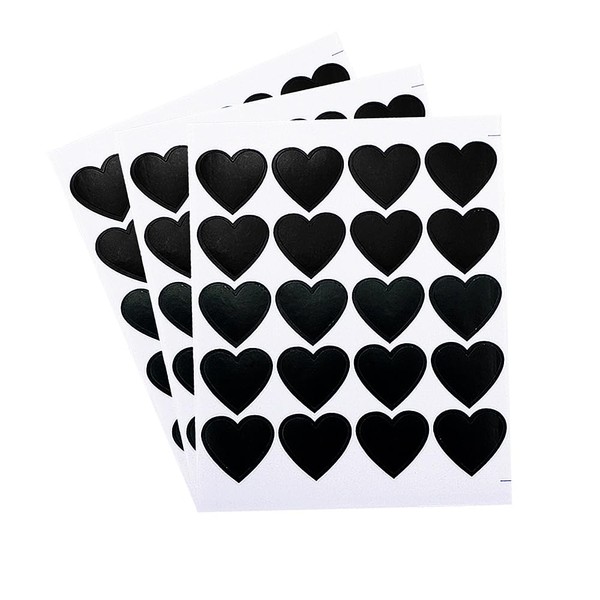 SaktopDeco 500 PCS Black Heart Stickers Dark Heart Shaped Stickers Self Adhesive Gothic Scrapbook Stickers for DIY Arts Crafts
