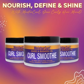 MOISTURCURL Curl Smoothie Cream – 8.5oz | Defining, De-Frizzing & Hydrating Coily & Thick Curly Hair | Vegan & Cruelty-Free Moisturizer for Shine, Softness & Beautiful Curls