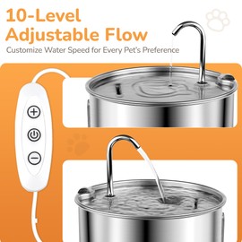 Adorabby Stainless Steel Cat Water Fountain, 135oz/4L, Ultra-Quiet
