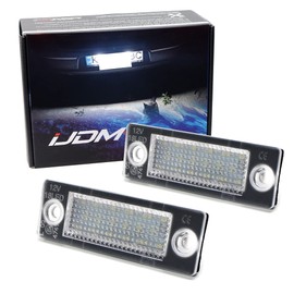 iJDMTOY OEM-Fit White 18-SMD Full LED License Plate Light Assembly Compatible With Volkswagen 2001-2005 Passat, 2005-2010 Jetta, Replace OEM Incandescent Lamps