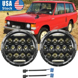 Unbranded New 7" Round LED Headlights Hi/Lo For Land Rover Range Rover Classic 1970-1995