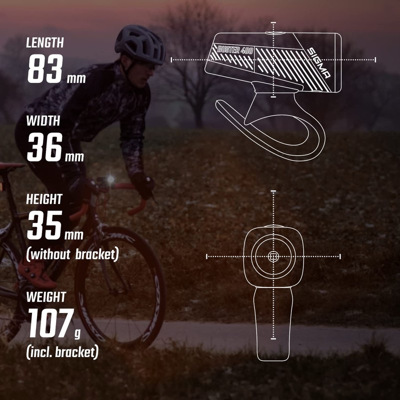 SIGMA BUSTER HEADLIGHT 400 LUMEN FRONT USB 1 LED 5F.#