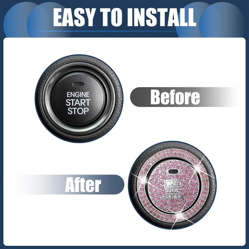 Partuto Universal Bling Car Engine Start Stop Button Cover, One