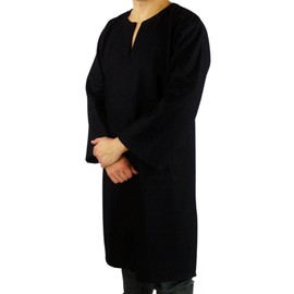 Leonardo Carbone® Viking Wool Tunic Olvisson - Medieval Clothing Men's Medieval Shirt, Casual Shirts Long Sleeves, Carnival Costume Men, Viking Tunic, LARP Clothing, black