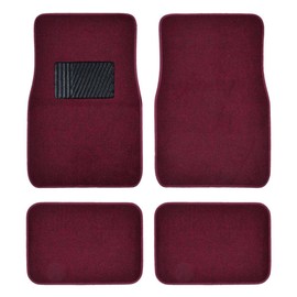BDK MT-100-BD Burgundy Red Carpeted 4 Piece Car SUV Floor Mats With Vinyl Heel Pad Car Vehicle Universal Fit
