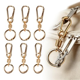Zipper Clips Anti Theft, 6 Pcs Zipper Locks for Backpacks, Double Opening Antitheft Spring Carabiner Clasps for Travel Purse Luggage Suitcase Handbags Keys(Gold)