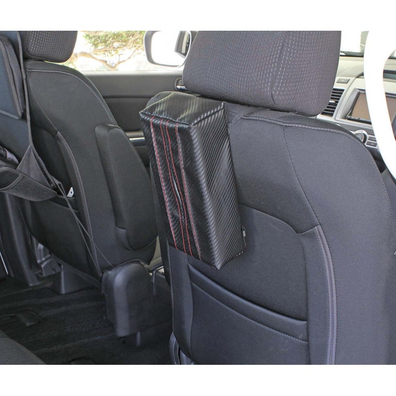 ナポレックス 車用 ティッシュカバー Fizz ブラックカーボン調 ヒモ付 ヘッドレスト/サンバイザー等に簡単取付 NAPOLEX Fizz-1017