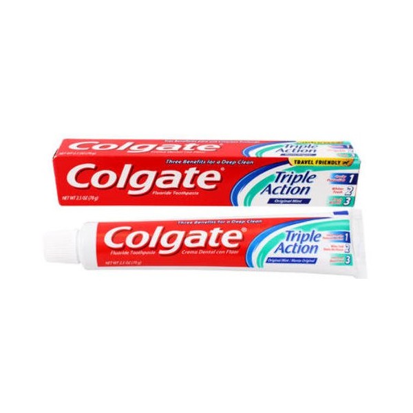Colgate Travel Size toothpaste, Multicolor, Triple Action, 2.5 Ounce