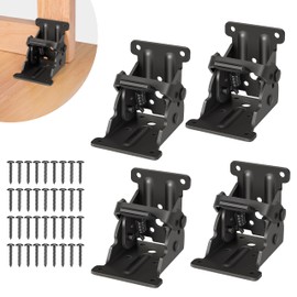 4 Pack Folding Brackets, Self-Lock Hinge with Screws for Folding Table Legs, Lock Extension Support Bracket Bed Legs, Black