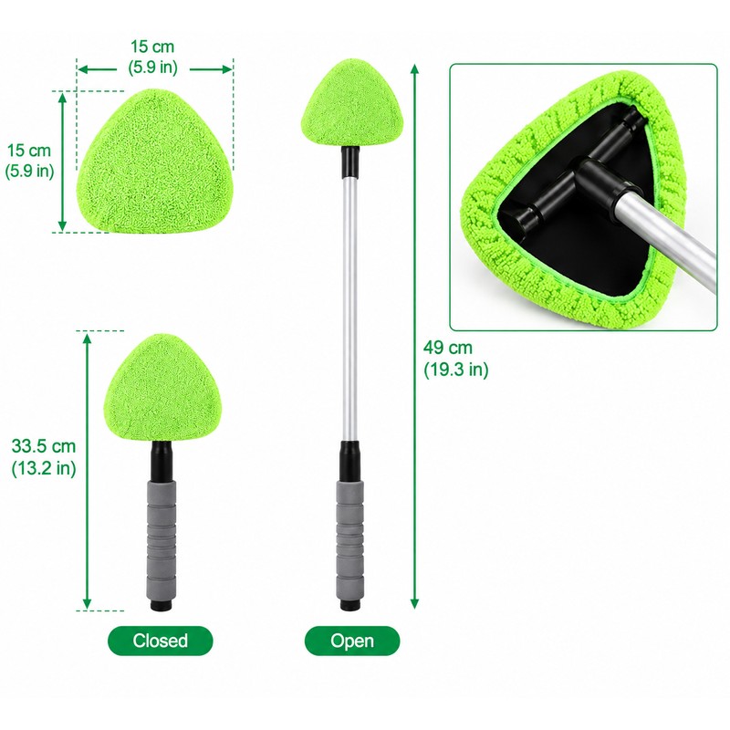 Telescopic Car Windshield Cleaning Brush Set – Extendable Microfiber Glass