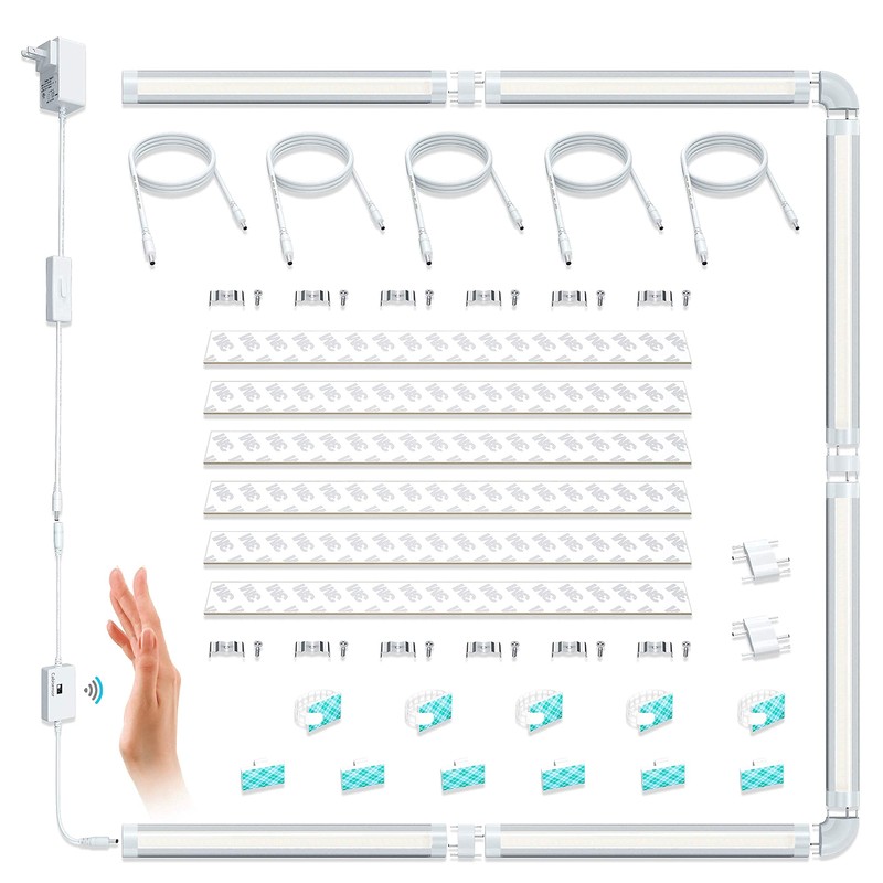 LAMPAOUS LED Dimmable Under Cabinet Lighting Kit, Hand Wave Activated