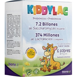 Biomiral Kiddylac Probioticos para Ninos, 6 Sobres de 5 g
