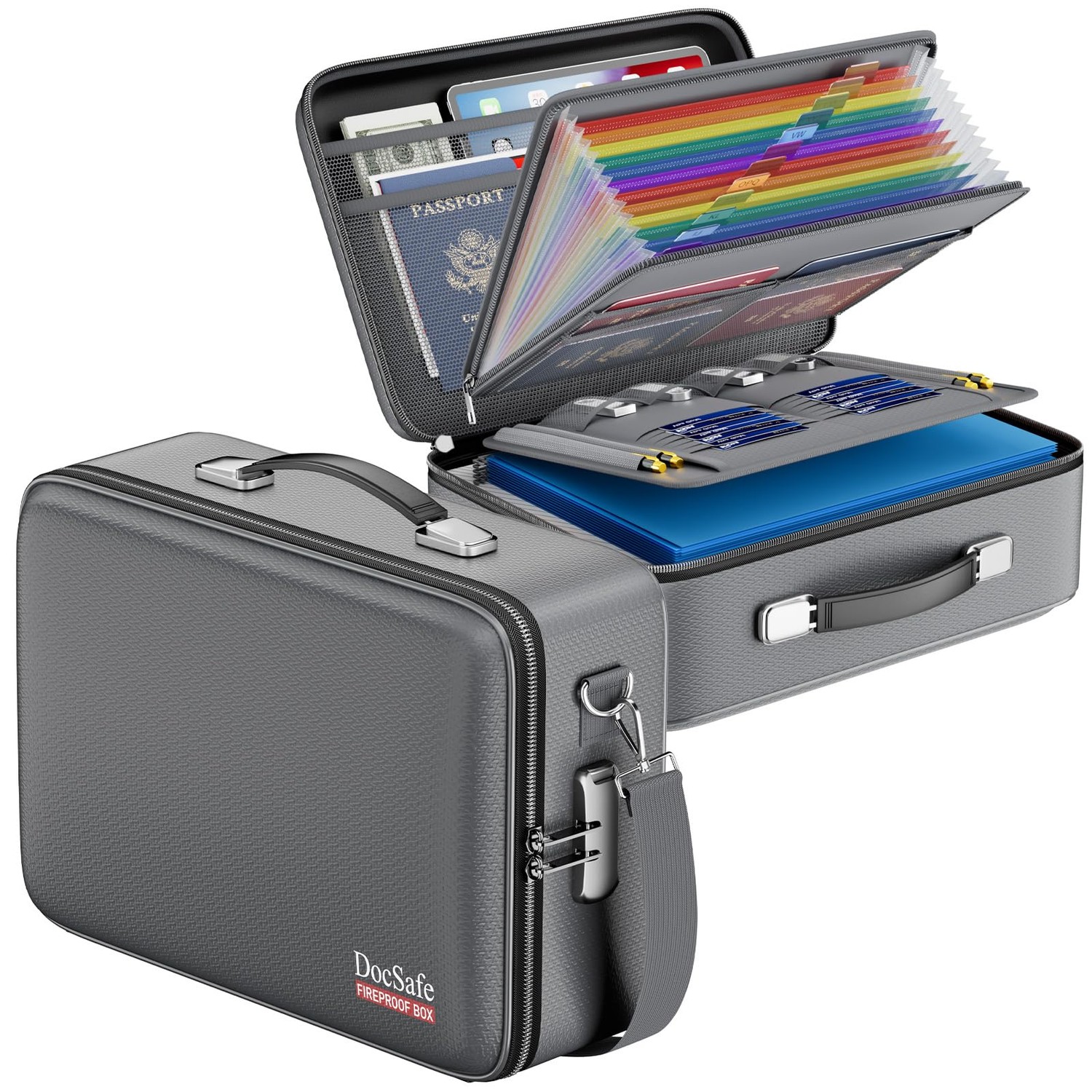 DocSafe Fireproof Document Box with Lock, Hard Case File Organizer with ...