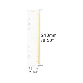 10pcs A5 Binder Dividers Ruler Gold Hot Stamping 20cm Scale 6 Holes Gilding Silver Foil PP Bookmark Ruler for Loose Leaf 6 Ring Binder Notebook Planner Snap in Bookmark Divider Measuring Rulers Set