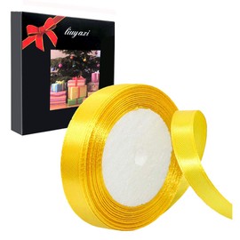 Solid Color Yellow Satin Ribbon 5/8 inch X 25 Yard, Ribbons Perfect for Crafts, Hair Bows, Gift Wrapping, Wedding Party Decoration and More