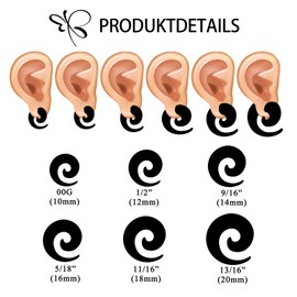 Longbeauty 12 x Acrylic Tapers Expander Spiral Stretcher Piercing Ear Expander Kit 10 mm - 20 mm, Acrylic
