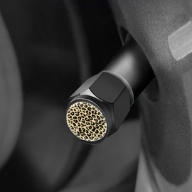 Tire Valve Stem Caps Cover,4 Pcs Metal Black Air Valve Cap, Aluminum Car Wheel Stem Caps,Universal Stem Covers for Cars,Trucks,Bikes,Motorcycles,Corrosion Resistant (Nice Leopard Texture)