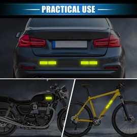 VekAuto 10 Pcs Reflective Stickers, 3.11"x1.18" Rectangle Shape Safety Tape Reflector Universal for Cars Trucks Trailers Waterproof PET Fluorescent Yellow