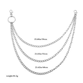 JKJF Punk Jeans Chains Hip Hop Pants Chain Multi Layer Pocket Chains for Women Men Girls Boys - 2 Pcs Silver